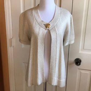 Pink Tartan Knit Short Sleeve Cardigan.Size Medium